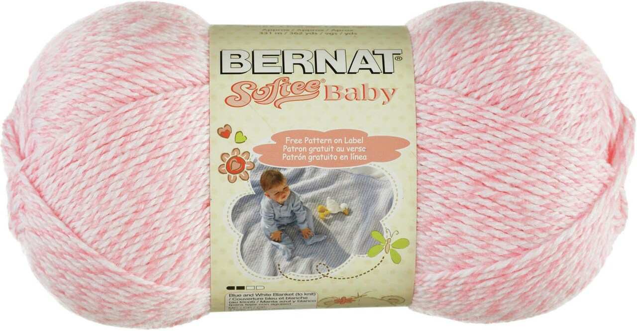 Bernat Softee Baby Baby Pink Marl Yarn 3 Pack of 141g 5oz Acrylic 3 DK Light 362 Yards Knitting Crochet
